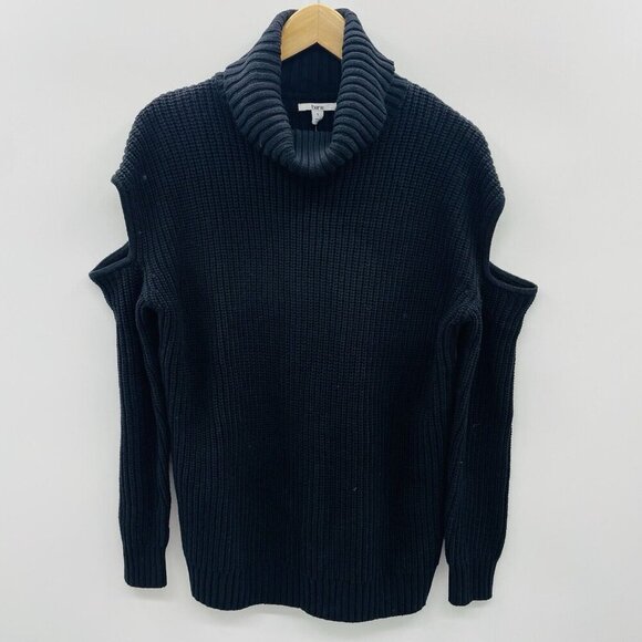 Bar III Womens Size Small Turtleneck Cutout Sleeve Pullover Sweater in Black $59 - Picture 2 of 7